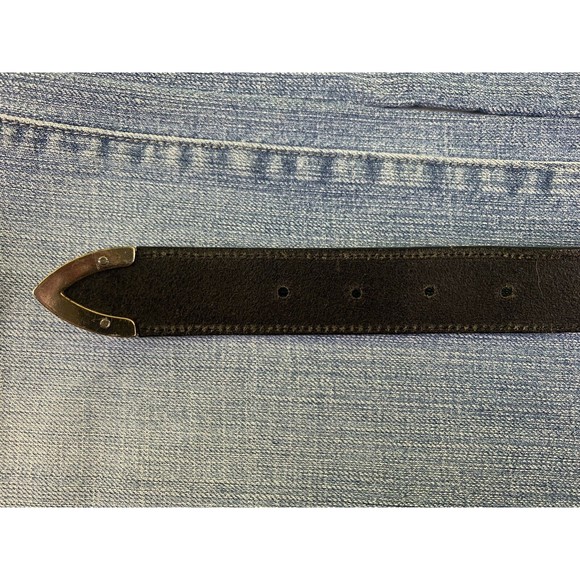 Western Alligator Print Black Leather Belt 32 L SOUTHWEST Cowgirl Metal Hearts - Picture 9 of 11